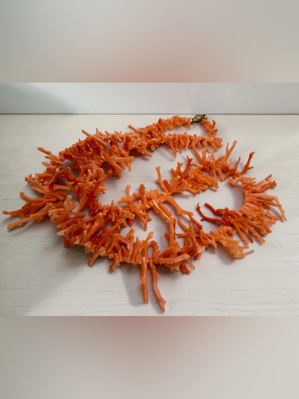 Vintage Angel Skin Branch Coral Necklace 22” Salmon Gold Hidden Clasp Boho Lux - Picture 15 of 17